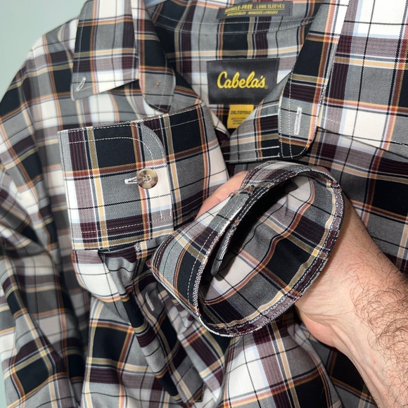 Cabelas Wrinkle-Free Long Sleeve Dress Button Down Checkered Plaid Shirt 2XLT. - Picture 3 of 8